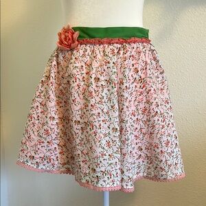 Homemade Floral Apron with Green Waistband